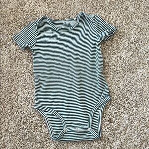 Oliver & Rain 24M Organic Cotton Bodysuit - Striped Blue / White